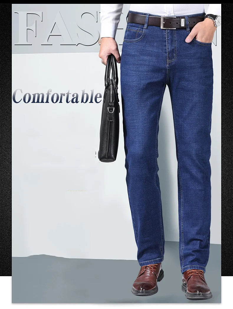 Straight Jeans Men New Stretch Slim Fit