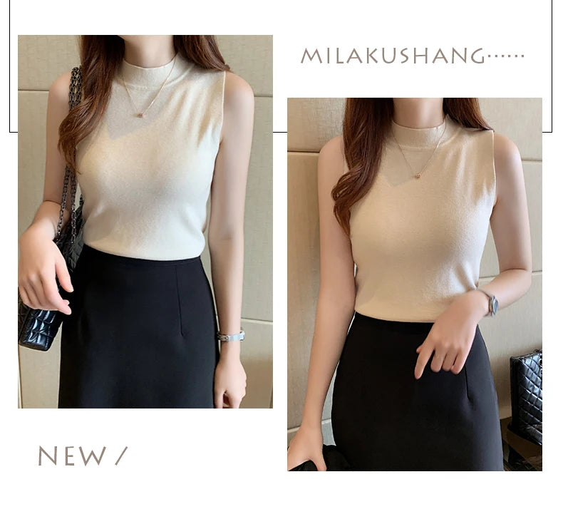 Versatile Knit Sleeveless Tops Women