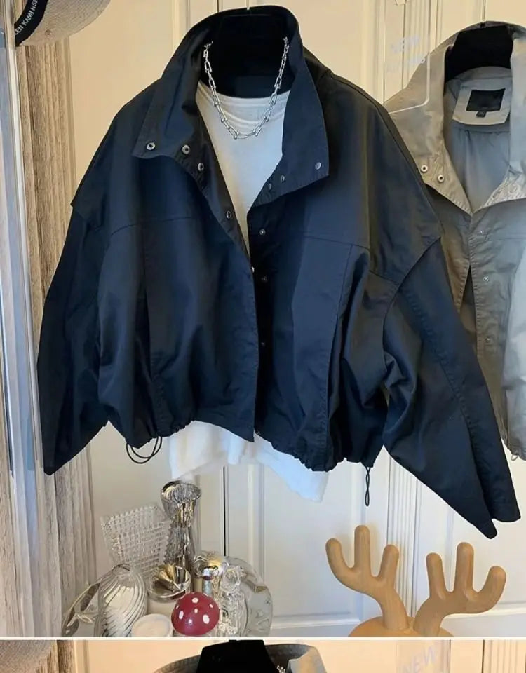 New Women's Trench Coat Outerwear Loose Short Jacket