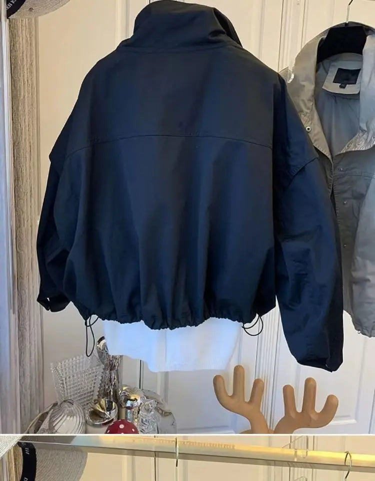 New Women's Trench Coat Outerwear Loose Short Jacket