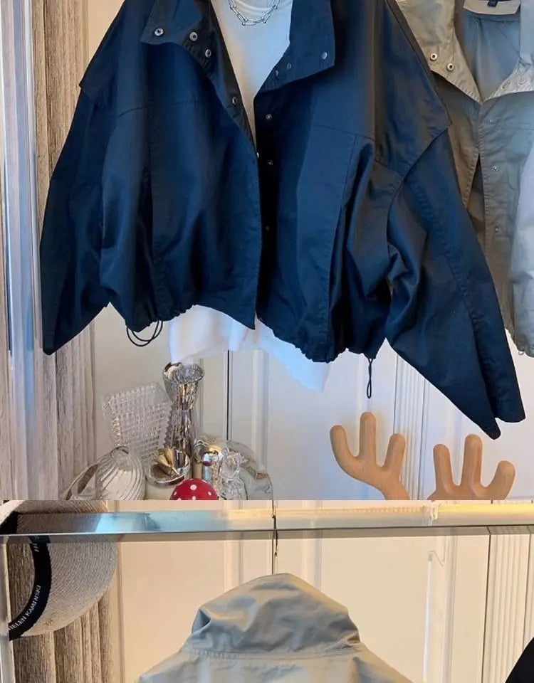 New Women's Trench Coat Outerwear Loose Short Jacket