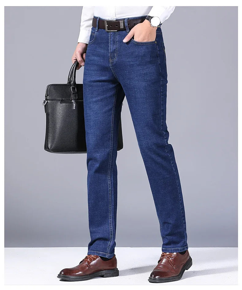 Straight Jeans Men New Stretch Slim Fit