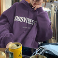 2025 Autumn Fleece Hoodie Solid Color Letter Hooded Korean Fashion Sweatshirts Long Sleeve Top Drawstring Pockets Loose Hoodies