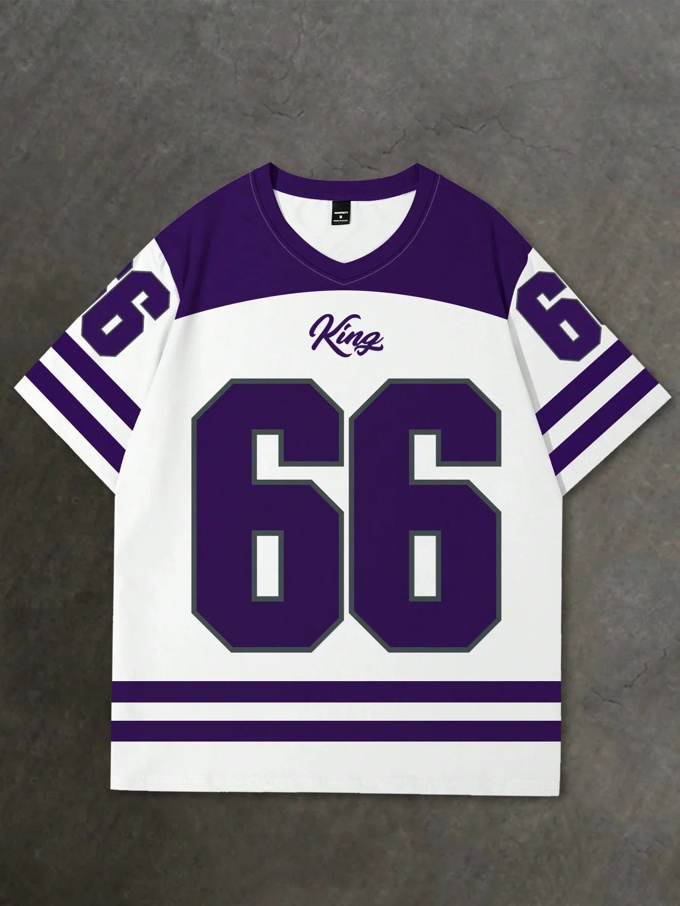 V-neck jersey T-shirt short sleeved retro sports