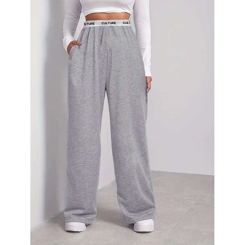 Women's Fashion Pants High Waist Webbing Loose