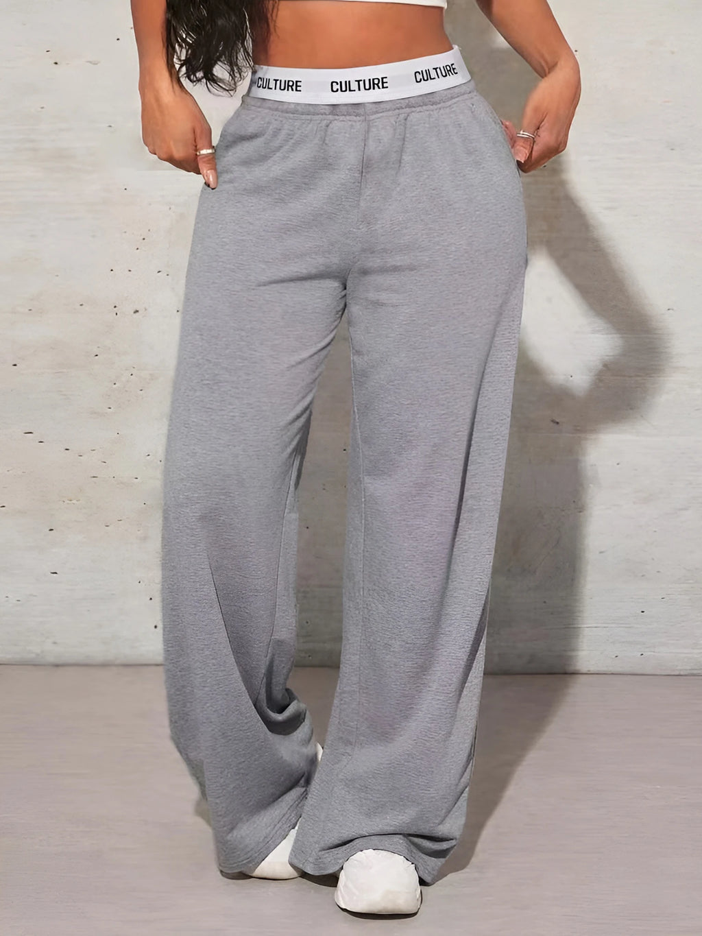 Women's Fashion Pants High Waist Webbing Loose