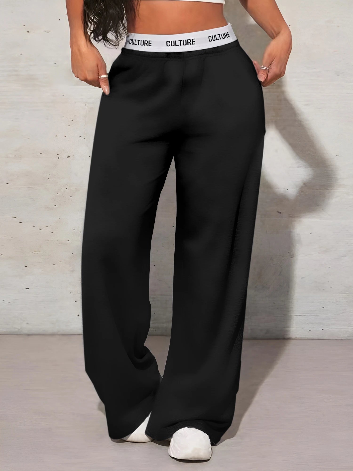 Women's Fashion Pants High Waist Webbing Loose