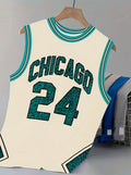 Summer Men's CHICAGO NO.24 Graphic Tank Top Sleeveless Basketball Jersey