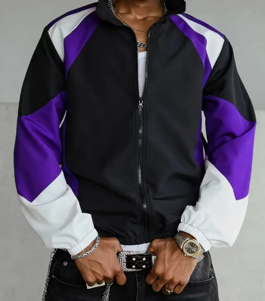 Men's color-blocked jacket, lightweight, casual, travel