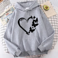 Combination of Love and Butterfly Pattern Long Sleeve Hoodies Women's