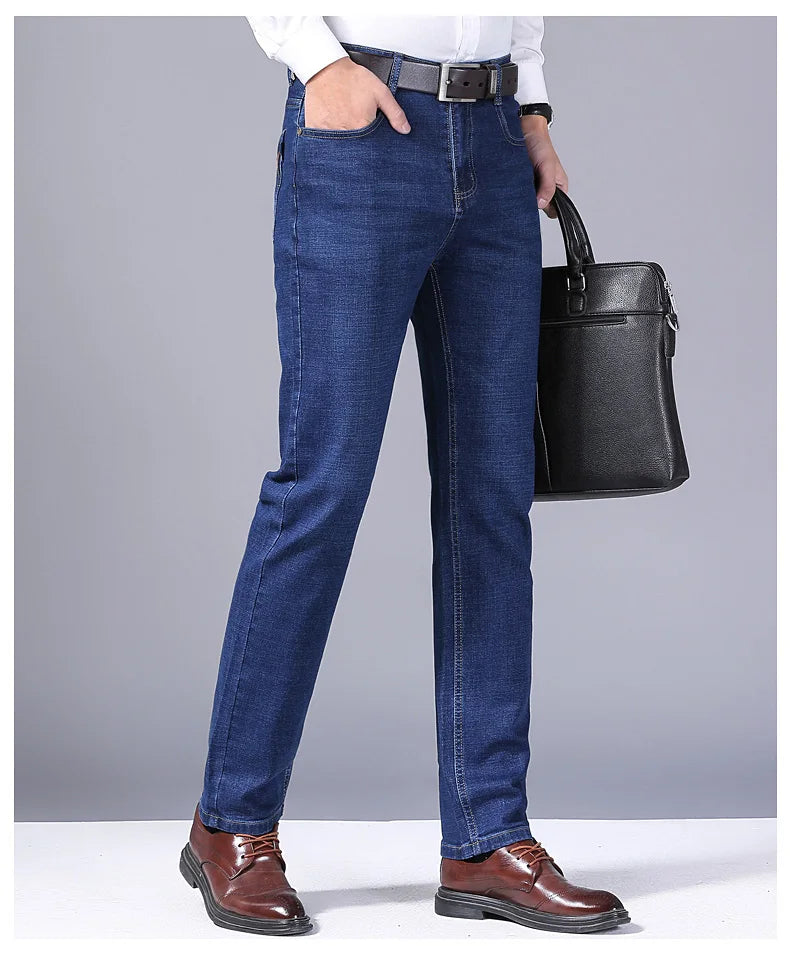 Straight Jeans Men New Stretch Slim Fit