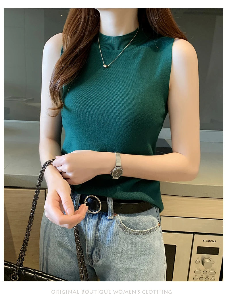 Versatile Knit Sleeveless Tops Women