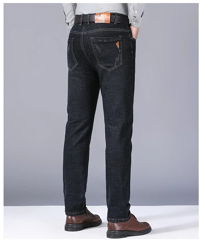 Straight Jeans Men New Stretch Slim Fit