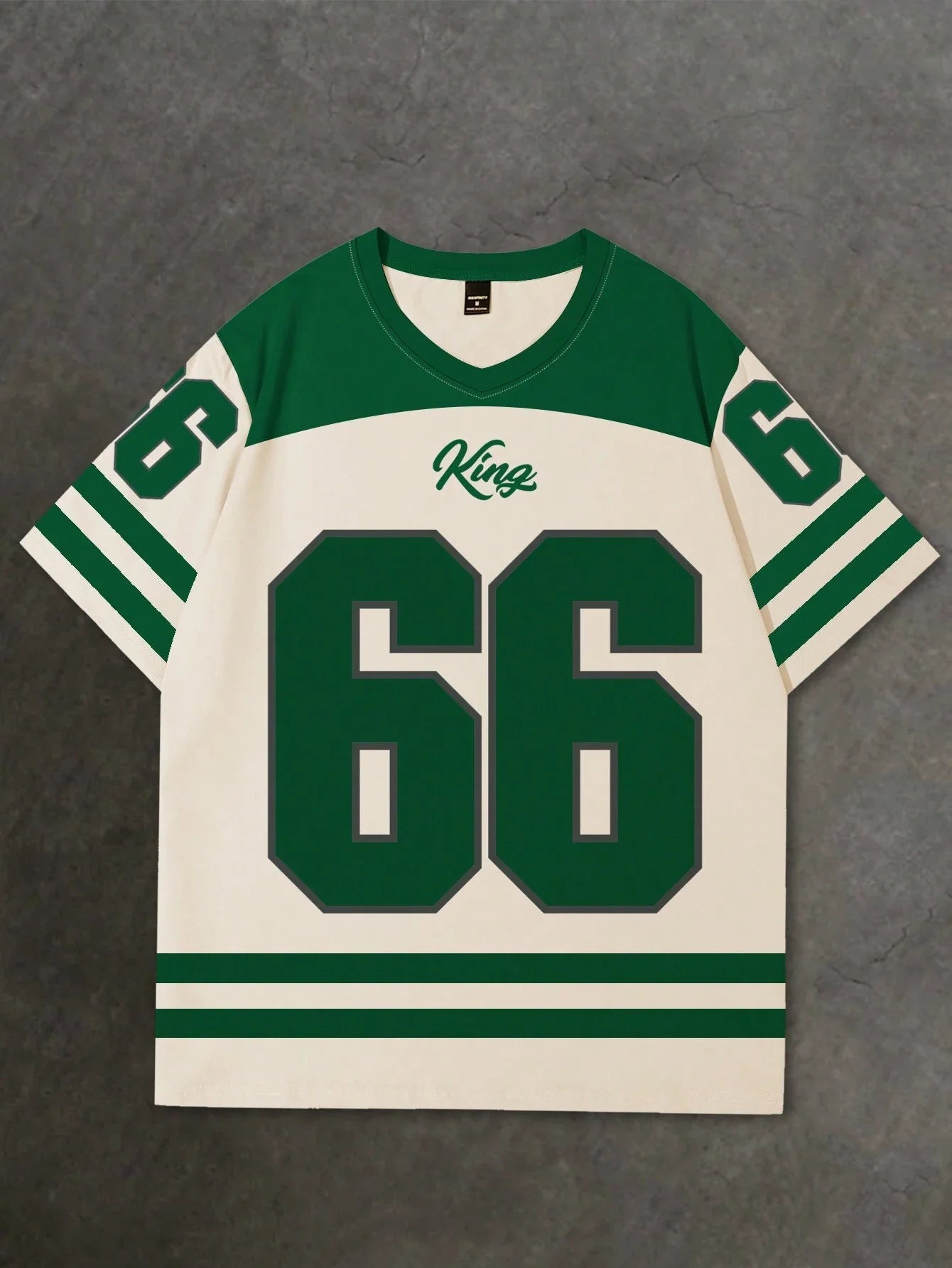 V-neck jersey T-shirt short sleeved retro sports