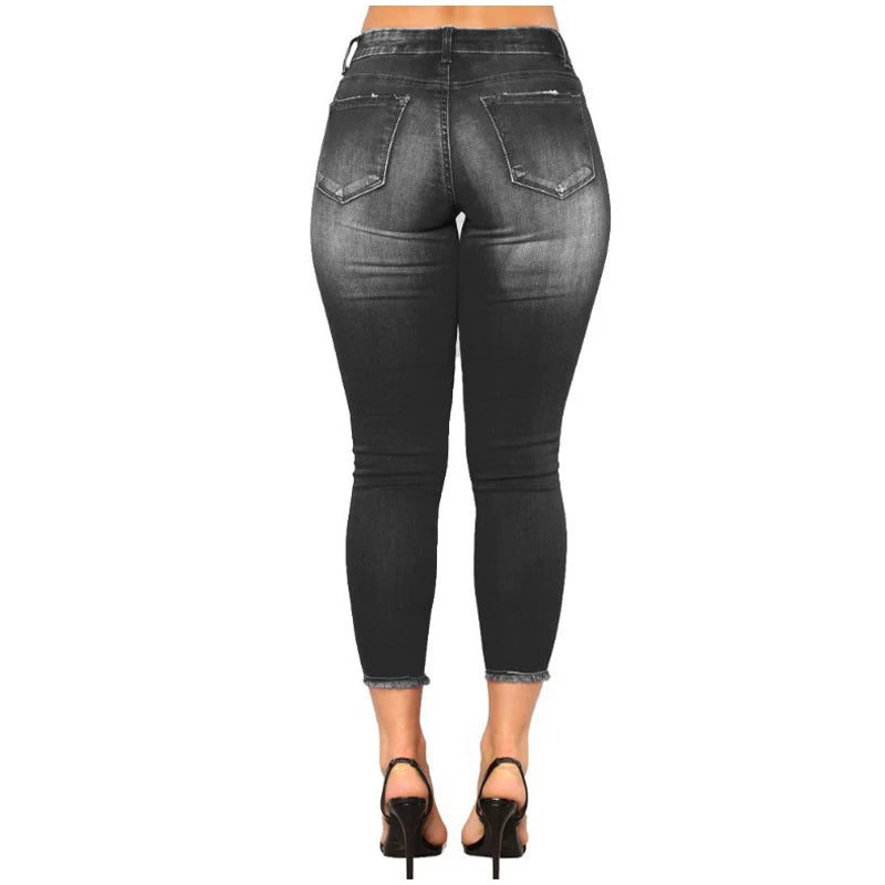 Women Ripped Jeans Tight Fitting