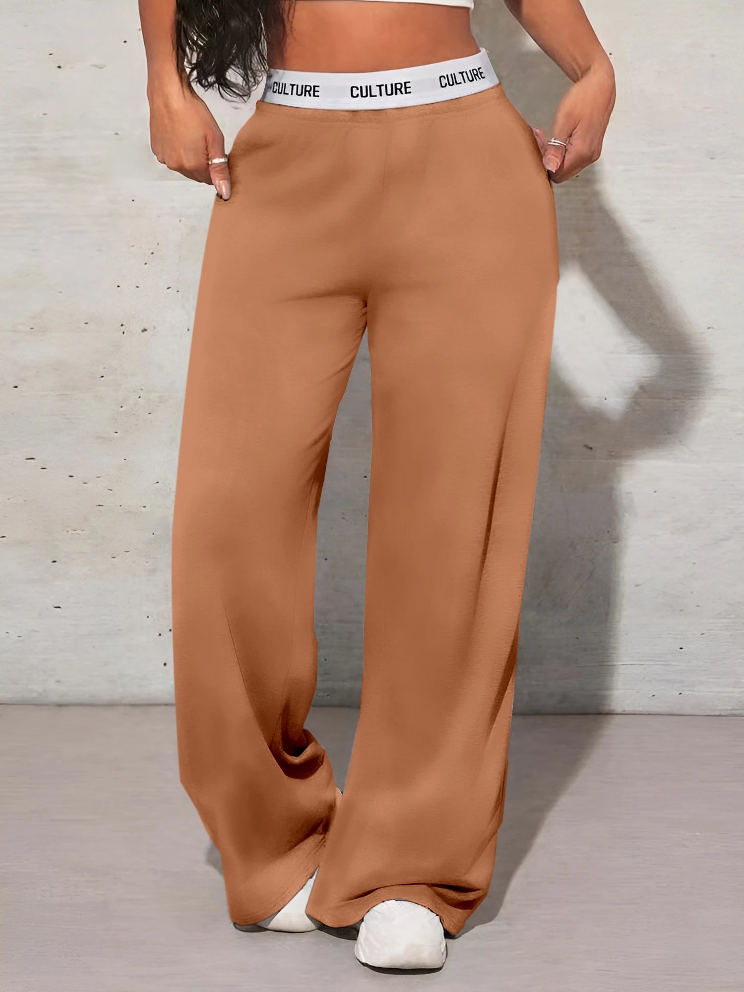 Women's Fashion Pants High Waist Webbing Loose