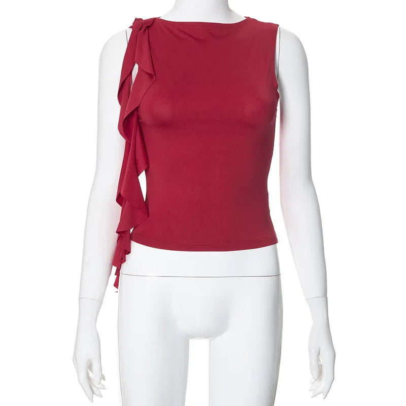 Summer Women'S Solid Color Vest Fluttering Tassel Sleeveless