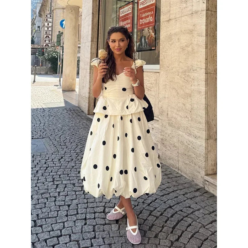 Polka Dot Backless Tank Tops