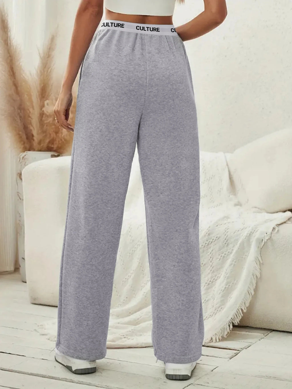 Women's Fashion Pants High Waist Webbing Loose
