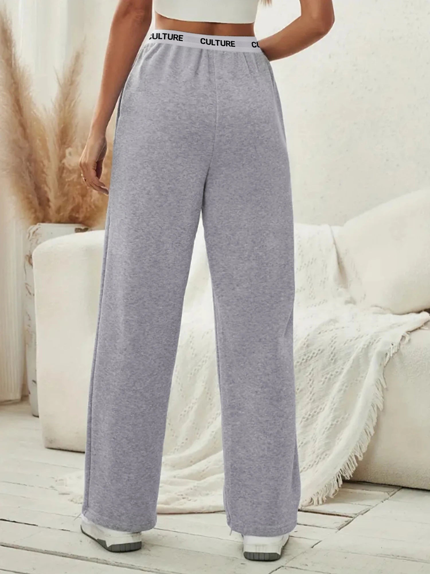 Women's Fashion Pants High Waist Webbing Loose