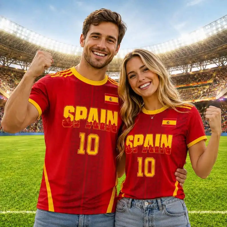 New Women Spain 10 Flag Soccer Fan T-Shirt