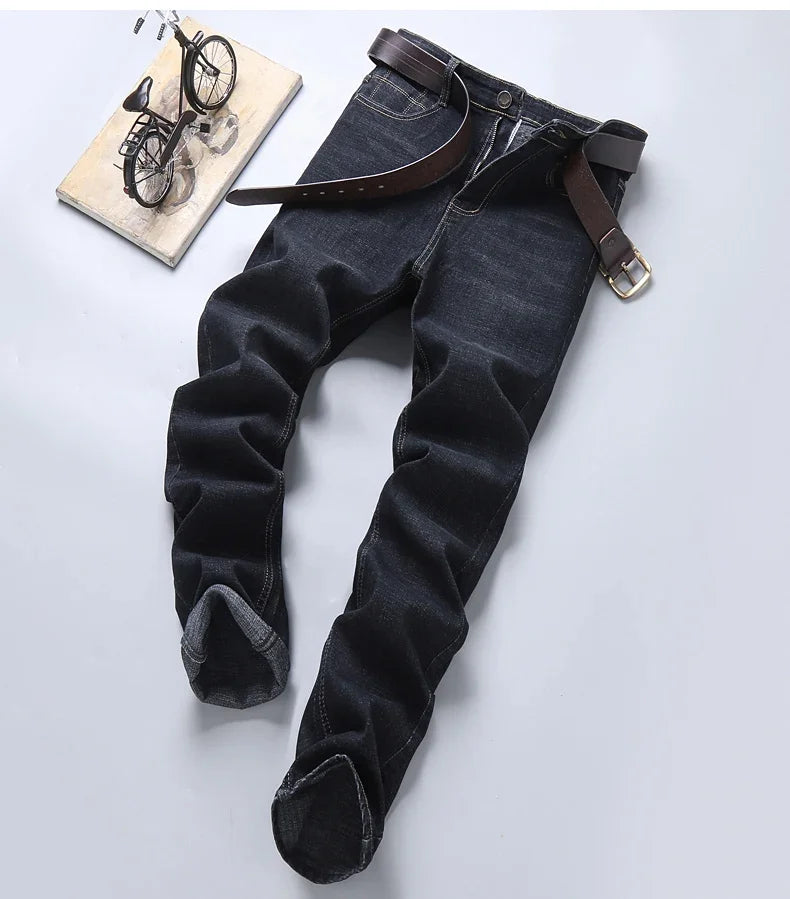 Straight Jeans Men New Stretch Slim Fit