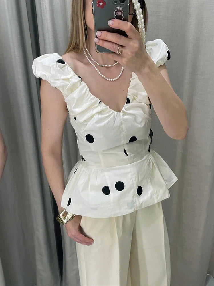 Polka Dot Backless Tank Tops