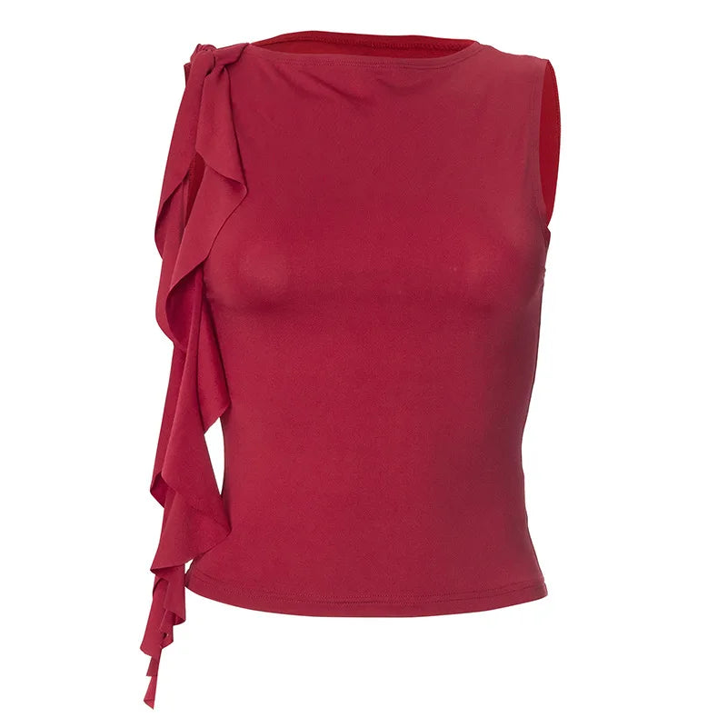 Summer Women'S Solid Color Vest Fluttering Tassel Sleeveless