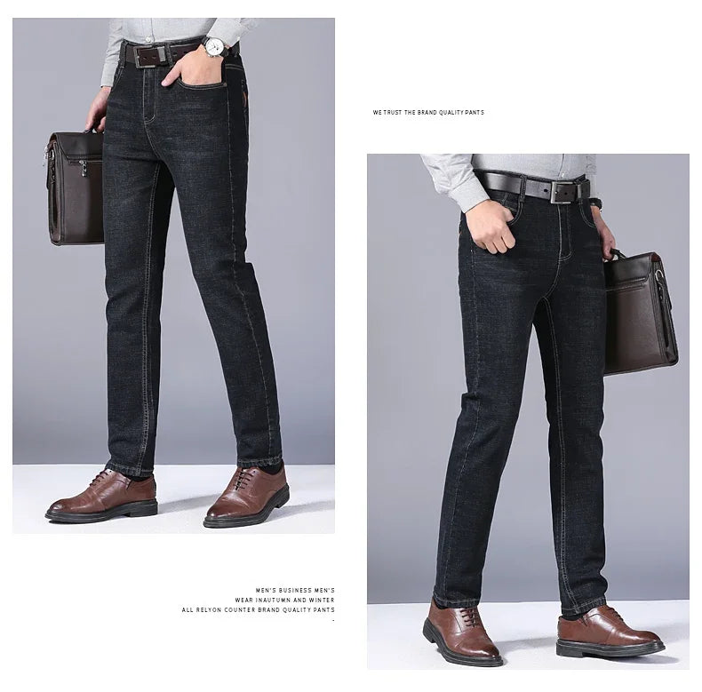 Straight Jeans Men New Stretch Slim Fit