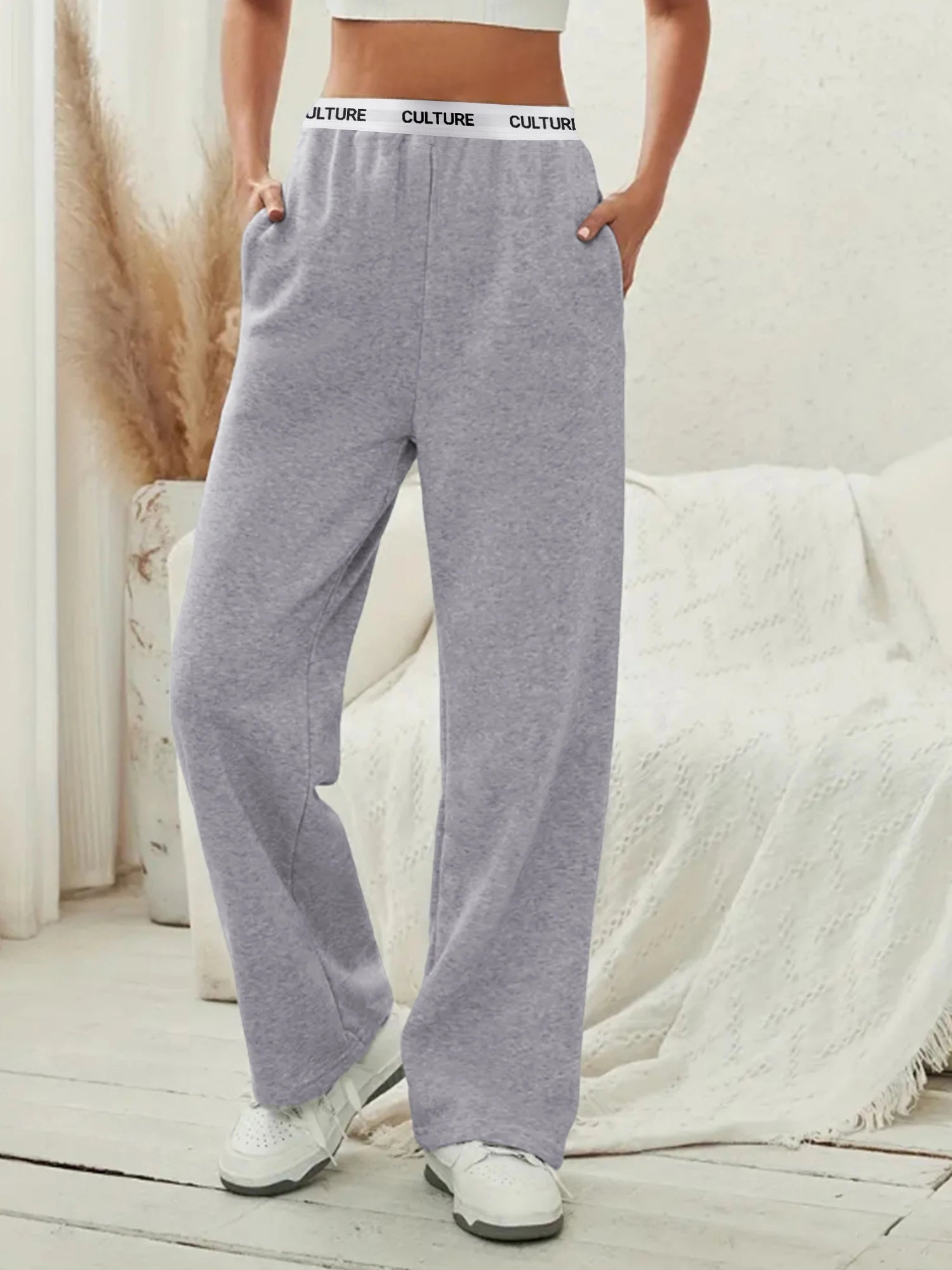 Women's Fashion Pants High Waist Webbing Loose