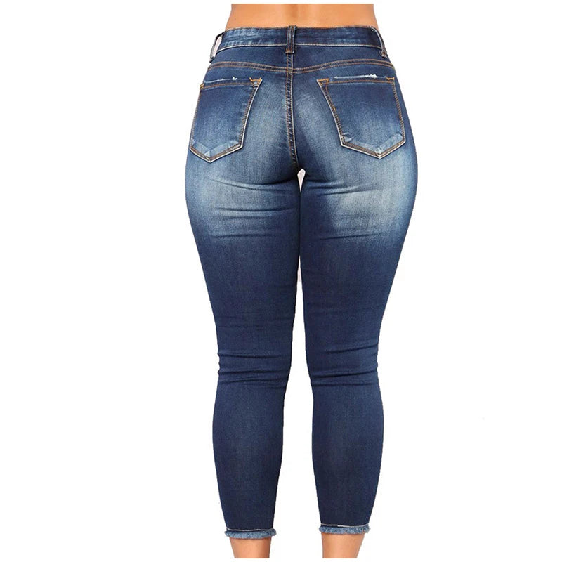 Women Ripped Jeans Tight Fitting
