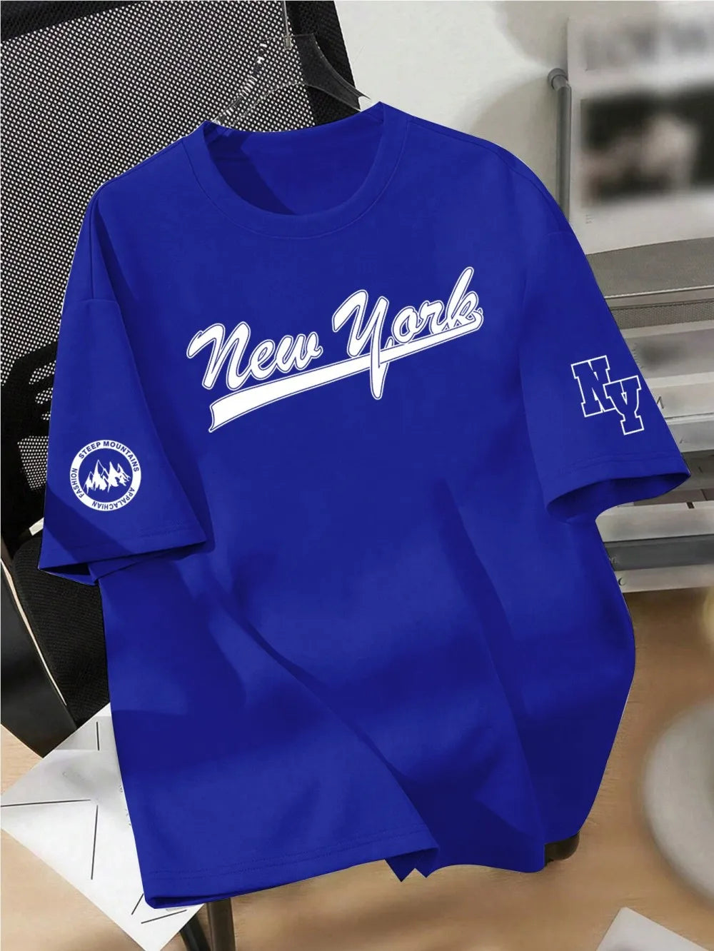 New men's summer design letter print soft and breathable round neck T-shirt