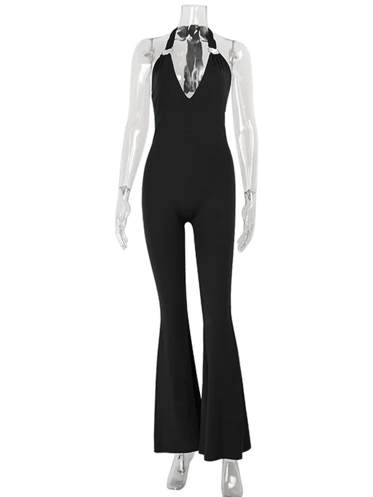 Women Jumpsuits Solid Halter