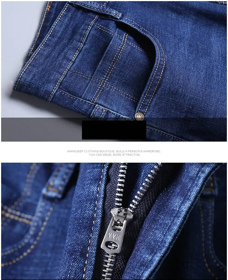 Straight Jeans Men New Stretch Slim Fit