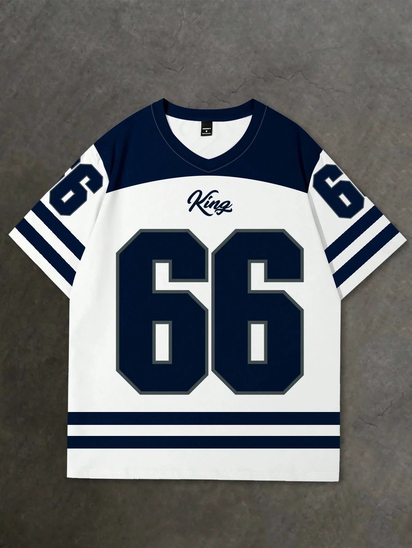 V-neck jersey T-shirt short sleeved retro sports