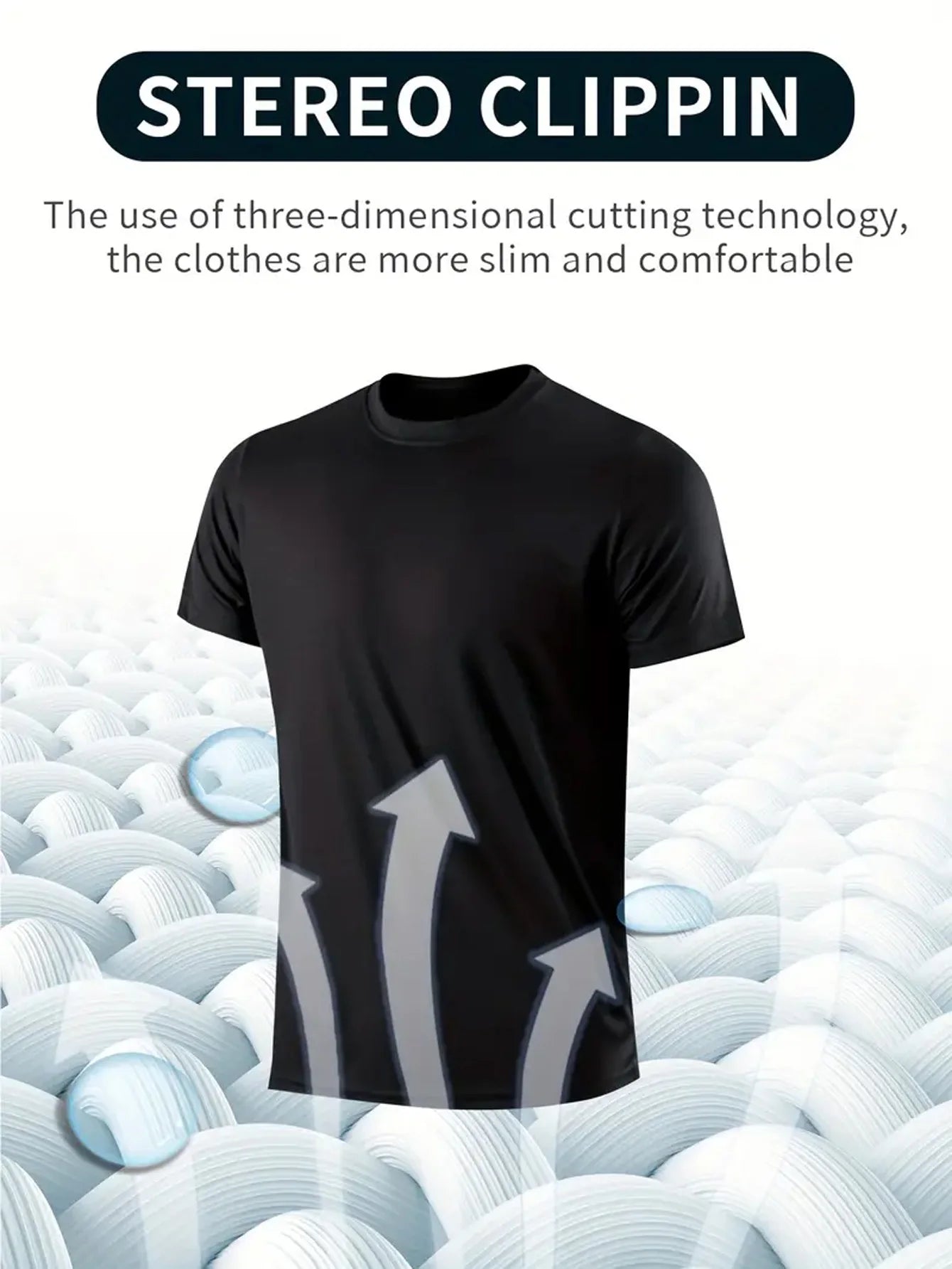 Round Neck T-Shirt 1 Piece Black Ultra-Light Men's Quick Drying Breathable Sweat-Absorbent Shirt Suitable for Fitness Gym and Ru