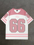 V-neck jersey T-shirt short sleeved retro sports