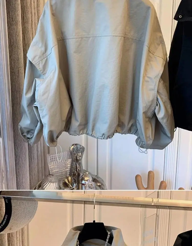 New Women's Trench Coat Outerwear Loose Short Jacket
