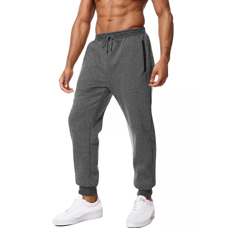 New Sweatpants Side Zipper Pockets Men Joggers Track Pants