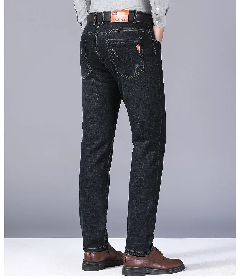 Straight Jeans Men New Stretch Slim Fit