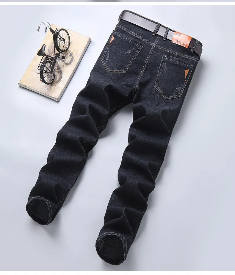 Straight Jeans Men New Stretch Slim Fit