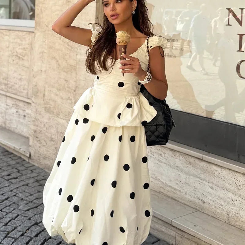 Polka Dot Backless Tank Tops