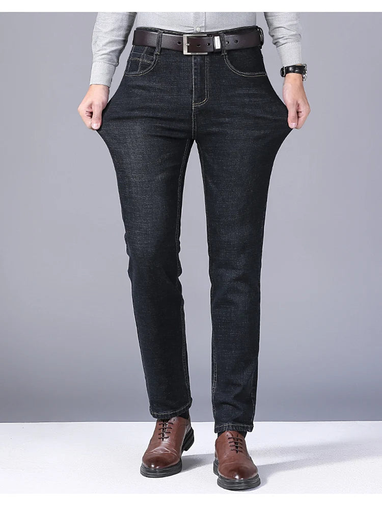 Straight Jeans Men New Stretch Slim Fit