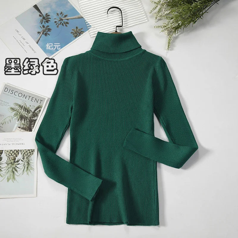 Autumn Winter Thick Sweater Women Knitted Ribbed Pullover Sweater