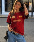 New Women Spain 10 Flag Soccer Fan T-Shirt