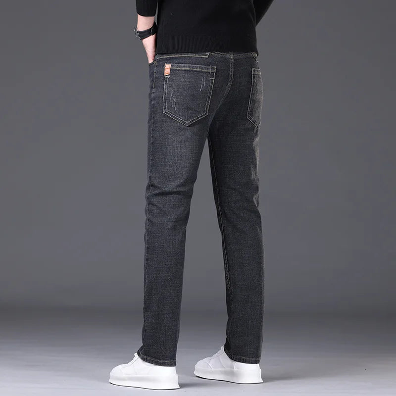 Straight Jeans Men New Stretch Slim Fit