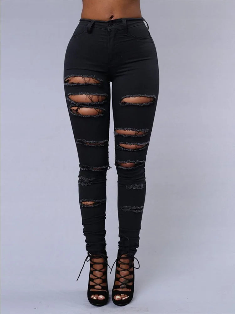 American Holed Jeans Minimalist Slim Fit