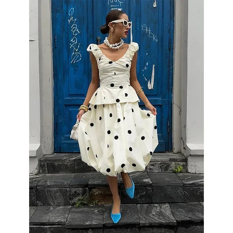 Polka Dot Backless Tank Tops