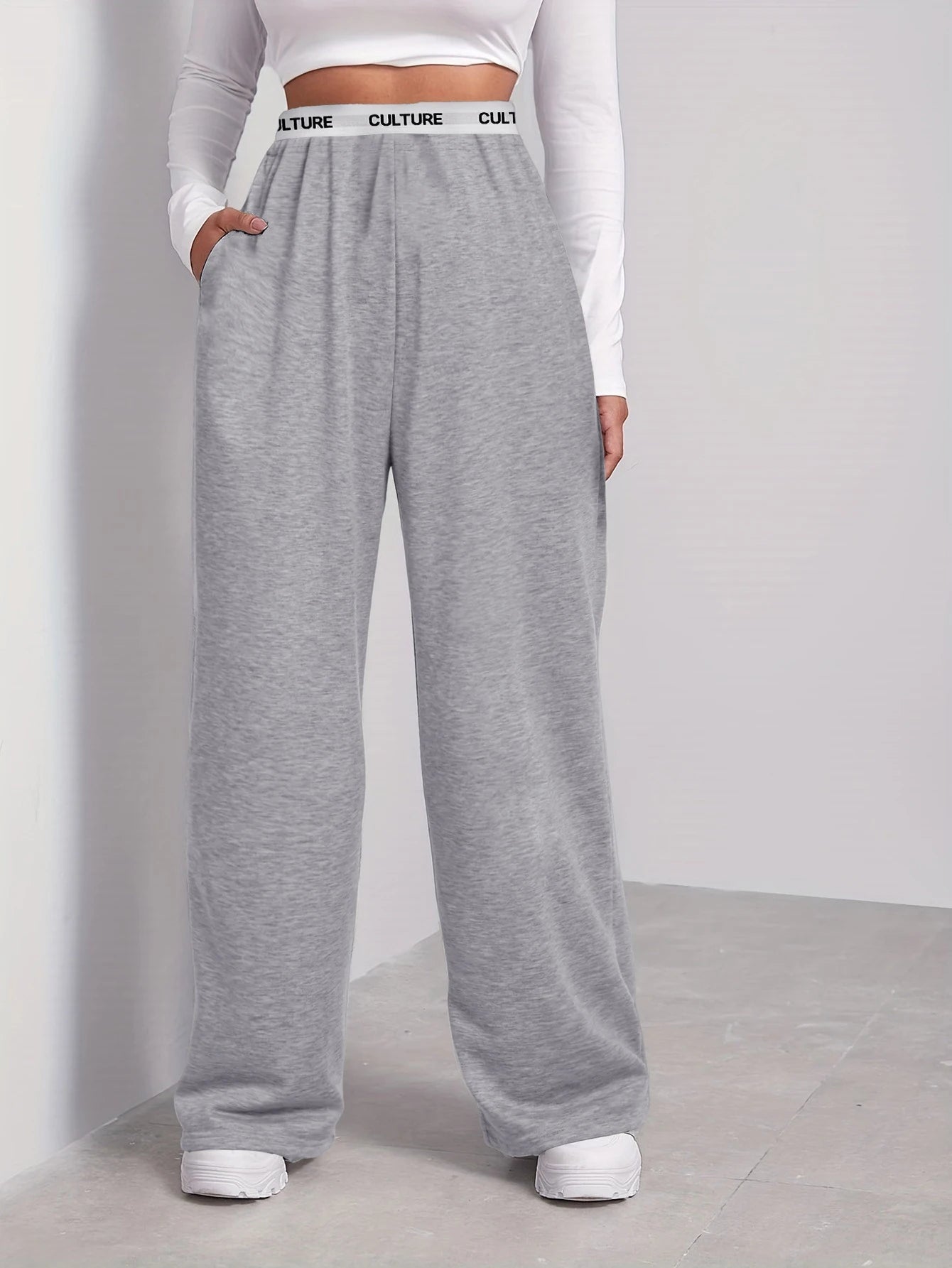 Women's Fashion Pants High Waist Webbing Loose