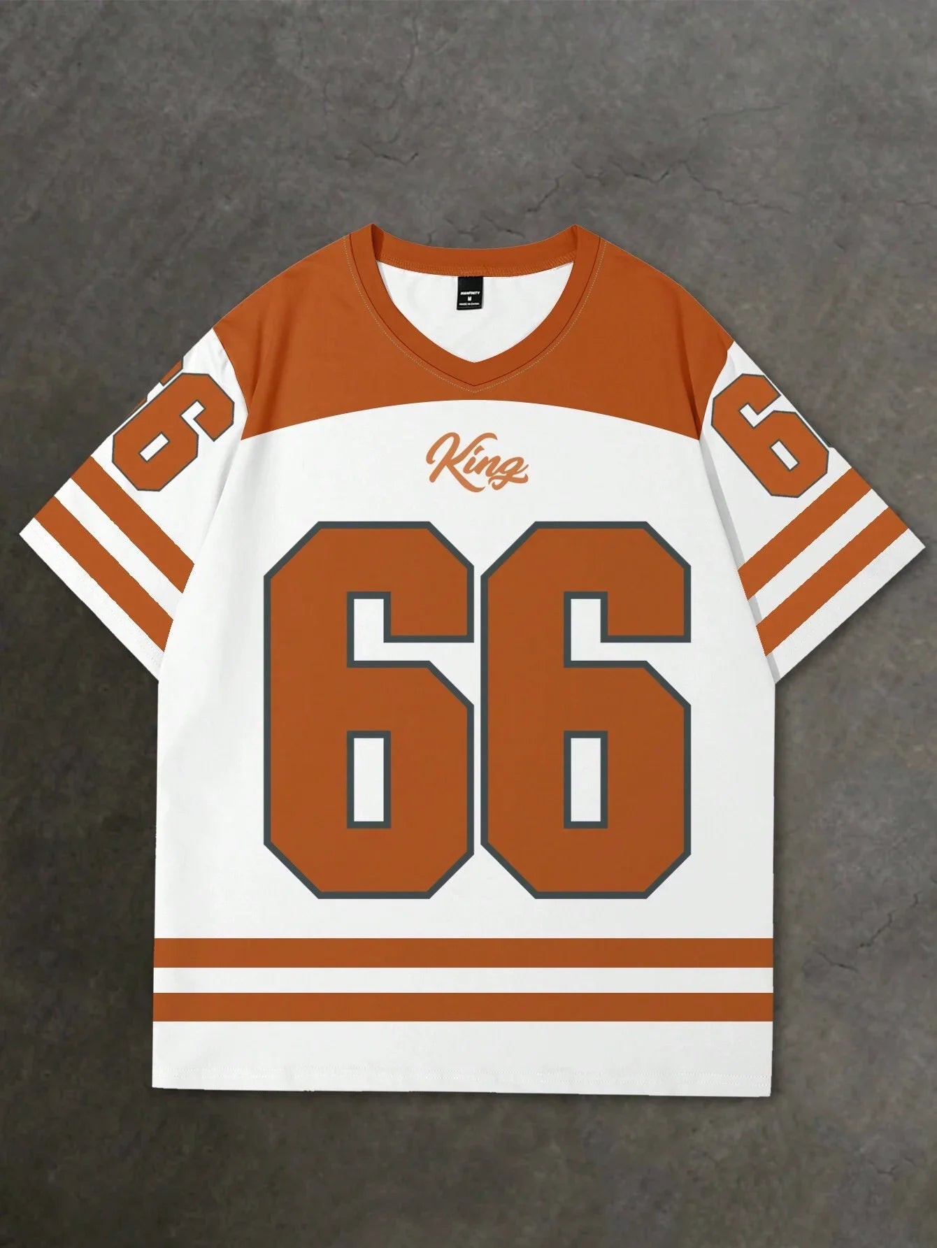 V-neck jersey T-shirt short sleeved retro sports